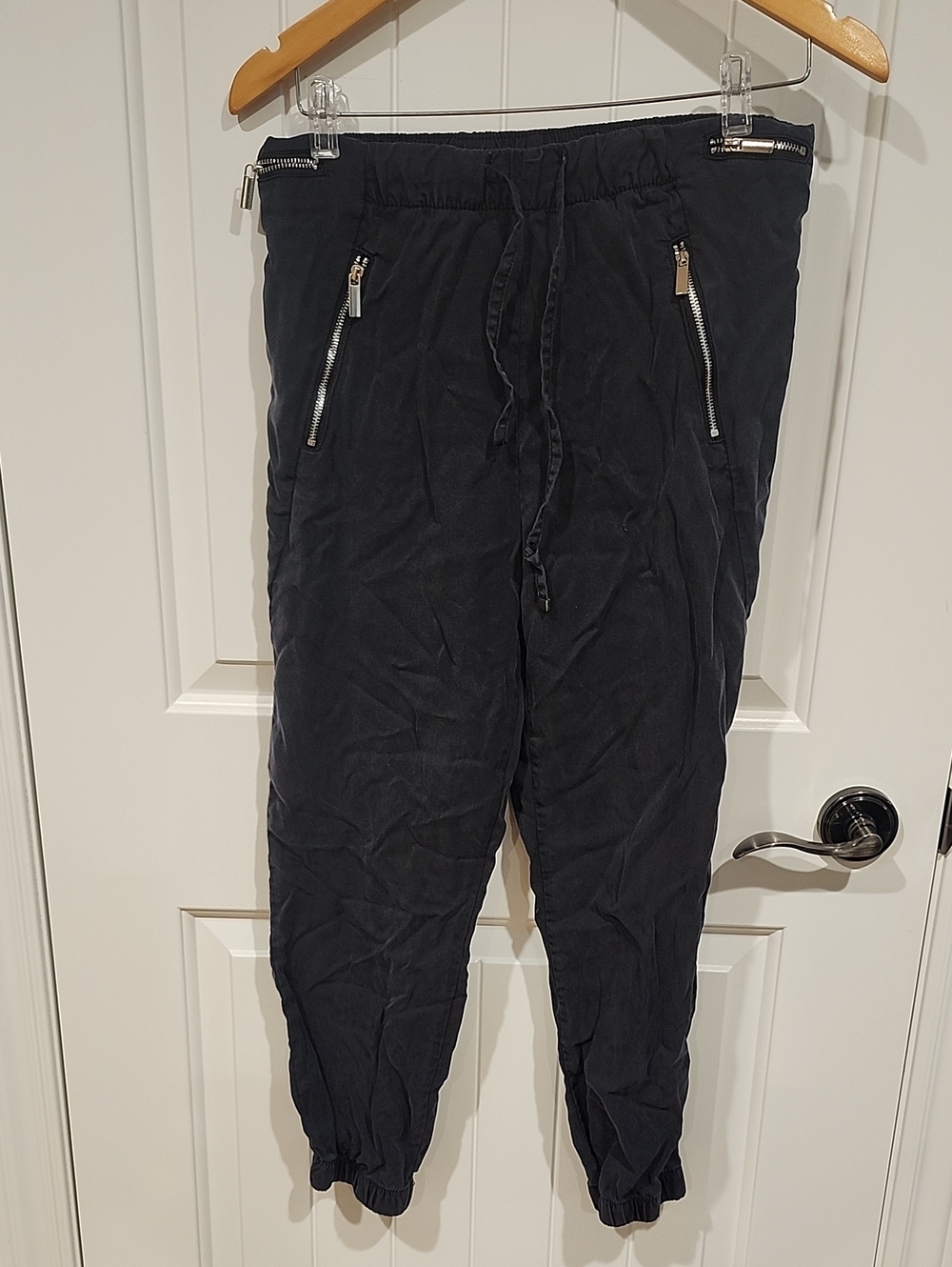 Dex Black Drawstring Zip-Pocket Joggers